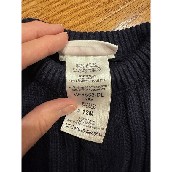 Bonnie Baby 12 Months Navy Blue Tulle Skirt Sweater Winter Dress - Picture 3 of 6